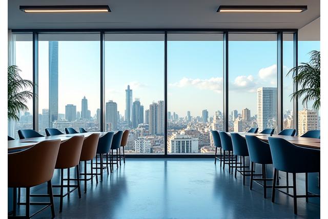 Oficina moderna de Integra Consultores en Madrid con vistas a la ciudad