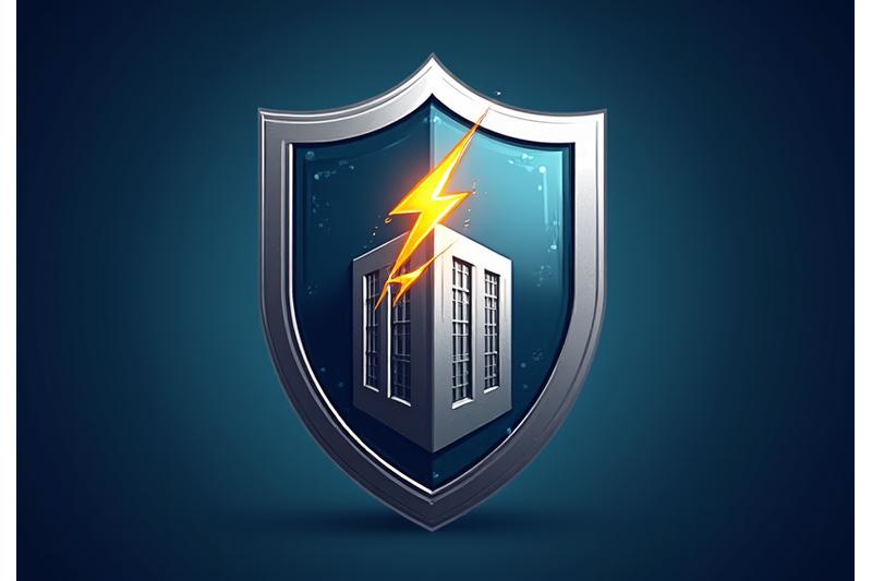 Representación de un escudo protegiendo un edificio de un rayo